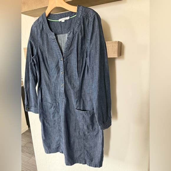 Boden|Denim chambray button down shirt dress with front pockets,long sleeve••• - Picture 6 of 13
